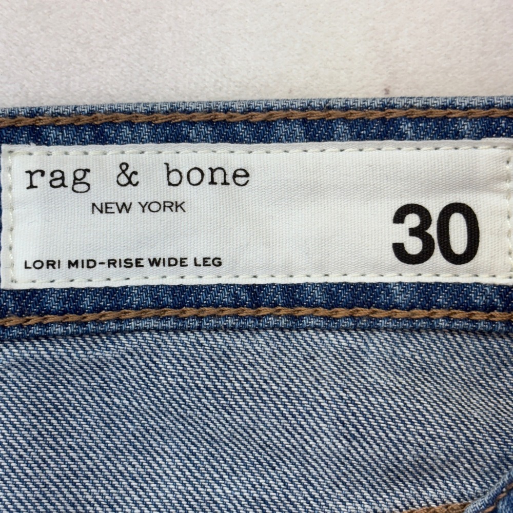 Rag & Bone Lori Mid Rise Wide Leg Jeans Medium Wash Size 30 WDD24F2935OPME New - Picture 4 of 14